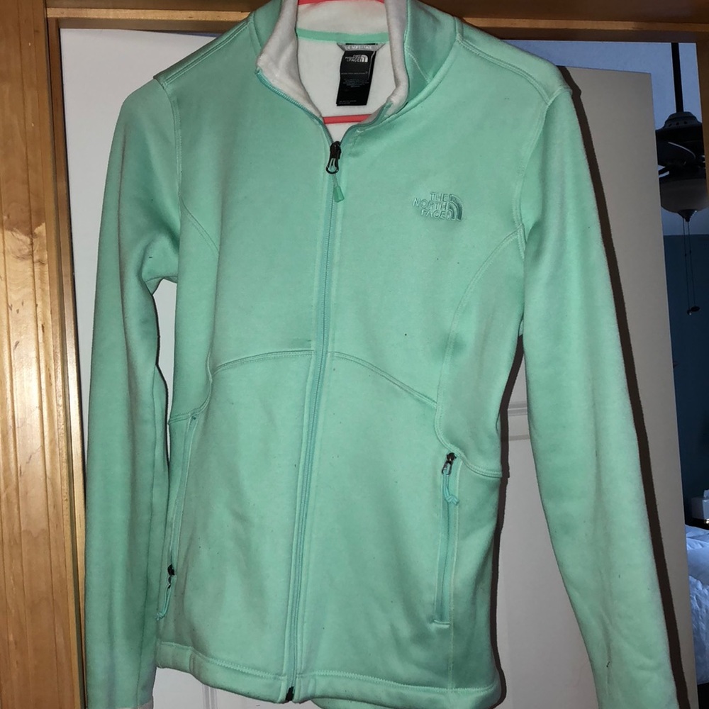 Mint green north face jacket